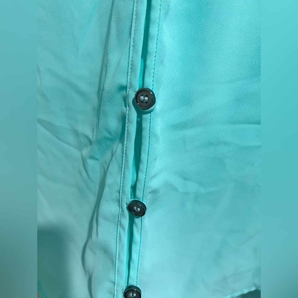 Maurice’s XL mint green lace sheer top shirt work dressy button up women’s - Picture 5 of 8